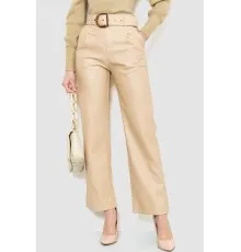 Штани жіночі з екошкіри з ременем, колір світло-бежевий, 186R9063