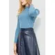 Водолазка жіноча в рубчик, колір джинс, 204R045