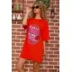Жіноча вільна футболка, коралового кольору, 117R1024