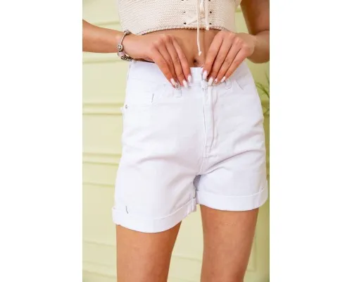 Жіночі джинсові шорти, білого кольору, 164R2108