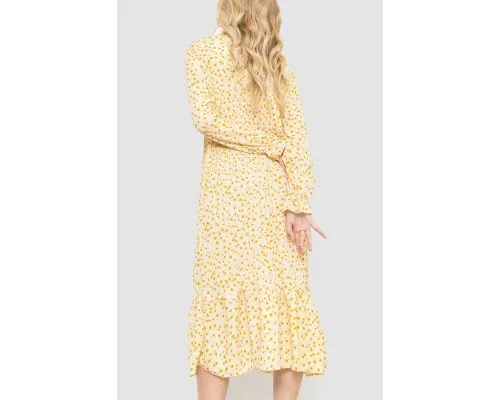 Сукня вільного крою з квітковим принтом, колір молочно-гірчичний, 204R201