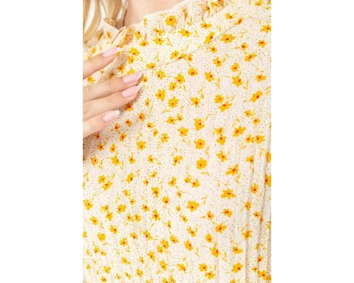 Сукня вільного крою з квітковим принтом, колір молочно-гірчичний, 204R201