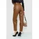 Штани жіночі з екошкіри з ременем, колір коричневий, 186R5256
