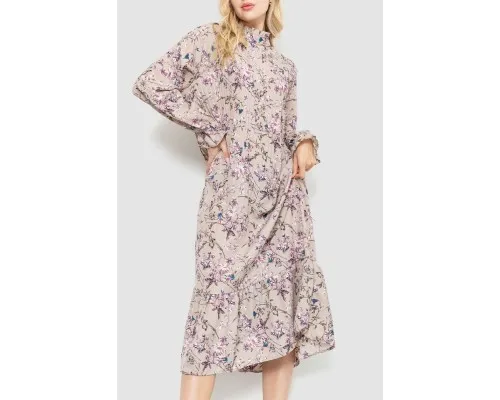 Сукня вільного крою з квітковим принтом, колір мокко, 204R201