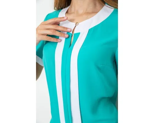 Блуза ошатна, колір м'ятно-білий, 186RA103