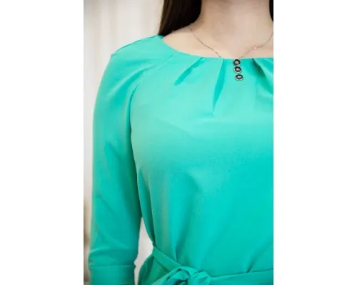 Блузка з рукавами 3/4 і поясом, колір Зелений, 172R1-1