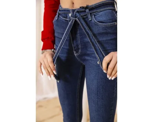 Темно-сині жіночі джинси, скінні з поясом, 164R1180-7