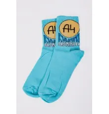 Жіночі шкарпетки середньої довжини, блакитного кольору з принтом, 151R106