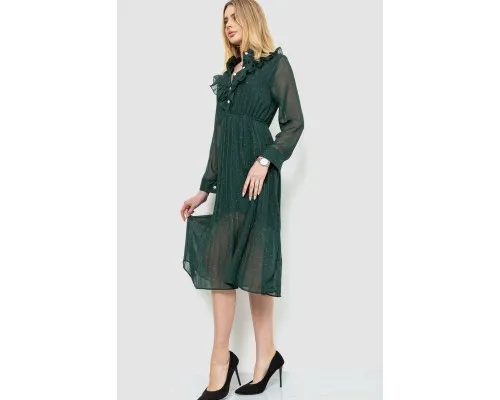 Сукня шифонова в горох, колір зелений, 204R620