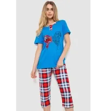 Жіноча піжама з принтом, колір синьо-червоний, 219R116