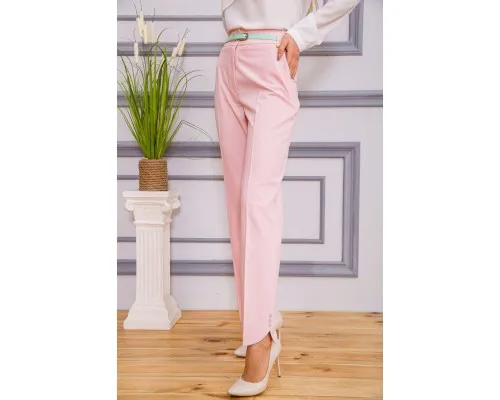 Класичні жіночі штани, рожевого кольору, з ремінцем, 182R308