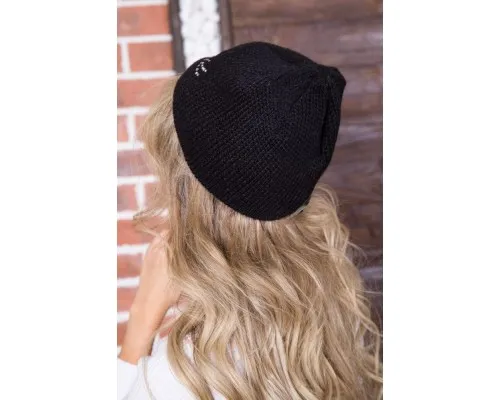 Жіноча чорна шапка, з квітковою вишивкою, 167R7782