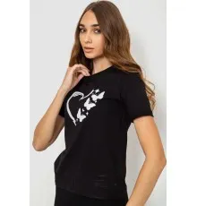 Жіноча футболка з принтом, колір чорний, 241R123