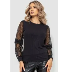 Блуза жіноча в рубчик ошатна, колір чорний, 204R02