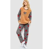 Піжама жіноча махра, колір бежевий, 214R4680-1