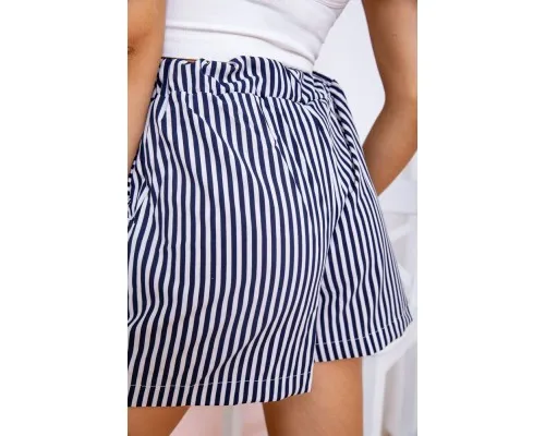 Жіночі шорти з кишенями і поясом, колір Синьо-білий, 172R008-2