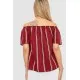 Блуза в смужку, колір бордовий, 244R088-1