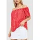 Блуза в смужку, колір червоний, 244R088-1