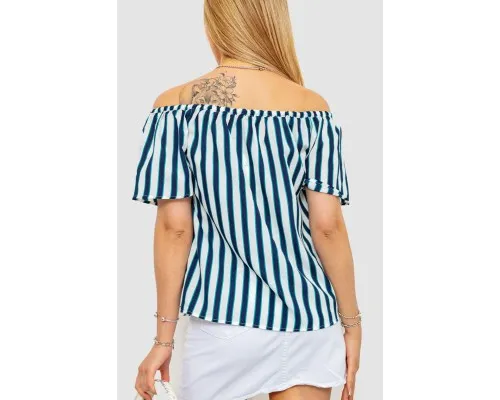 Блуза в смужку, колір сіро-синій, 244R088-1