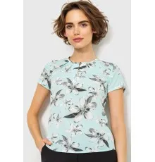 Блуза з квітковим принтом, колір м'ятно-сірий, 230R112-2