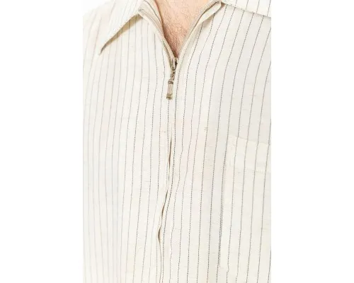 Сорочка чоловіча в смужку, колір бежево-сірий, 167R957