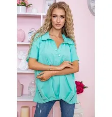 Шифонова блуза з короткими рукавами, м'ятного кольору, 172R24-1