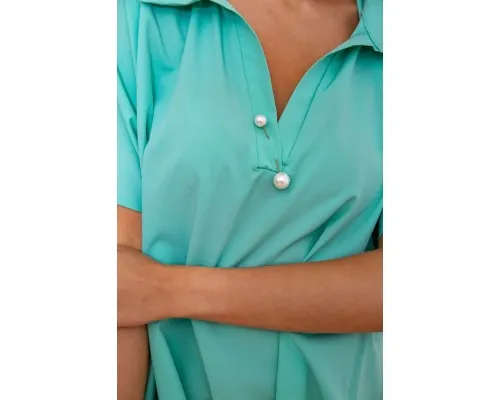 Шифонова блуза з короткими рукавами, м'ятного кольору, 172R24-1