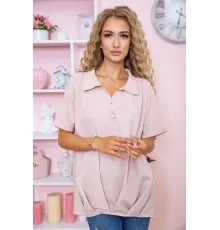 Шифонова блуза з короткими рукавами, бежевого кольору, 172R24-1