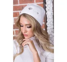Жіноча шапка білого кольору, зі стразами, 167R7787
