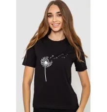 Жіноча футболка з принтом, колір чорний, 241R124