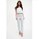 Прямі жіночі штани в смужку, колір Білий, 117R5002