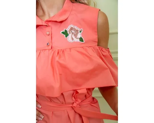 Ошатна блуза з рюшею, персикового кольору, 172R23-1