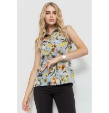 Блуза без рукавів з квітковим принтом, колір джинс, 102R068-5