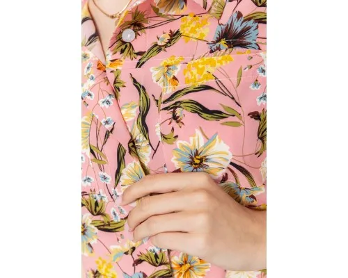 Блуза без рукавів з квітковим принтом, колір пудровий, 102R068-5