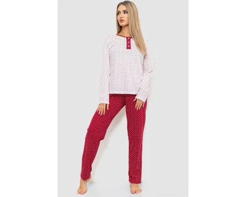Жіноча піжама з принтом, колір молочно-бордовий, 219RP-10120