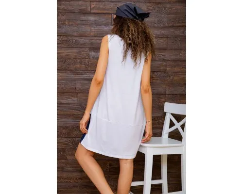 Літня сукня без рукавів, біло-синього кольору з принтом, 167R051