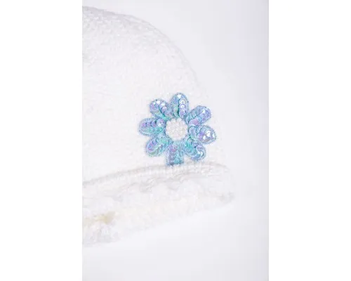 Дитяча шапка молочно-блакитного кольору, з декором, 167R7802-1