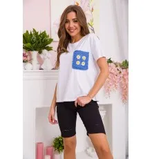 Жіноча футболка вільного крою, колір Біло-синій, 117R623
