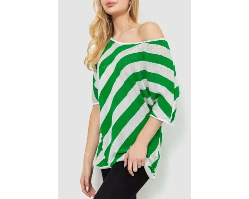 Жіноча кофта в смужку, колір біло-зелений, 244R0263