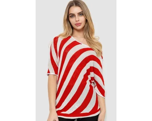 Жіноча кофта в смужку, колір червоно-білий, 244R0263