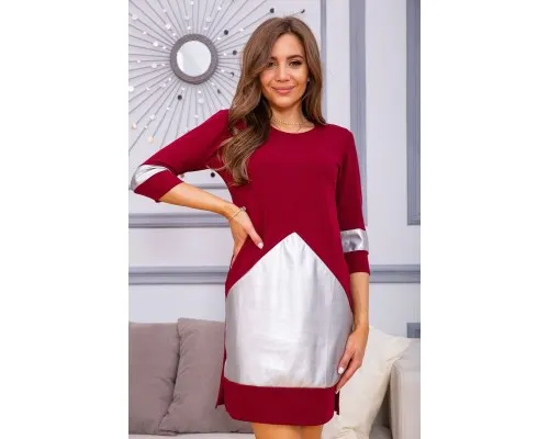Сукня міні з рукавами 3/4, бордово-сріблястого кольору, 172R008-3