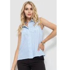 Блуза без рукавів у смужку, колір біло-блакитний, 102R068-3
