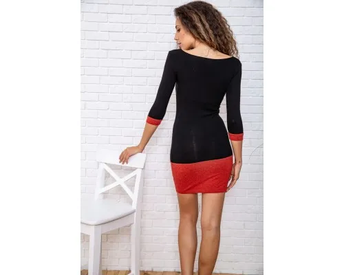 Міні-сукня з рукавом 3/4, чорно-теракотового кольору, 167R154