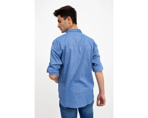 Стильна чоловіча сорочка, блакитна з принтом, 511F016