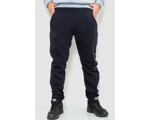 Спорт чоловічі штани на флісі однотонні, колір темно-синій, 190R236