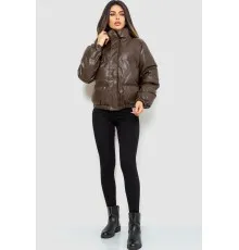 Куртка жіноча із эко-шкіри на синтепоні 129R075, колір Темно-коричневий