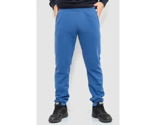 Спорт чоловічі штани на флісі однотонні, колір джинс, 190R236