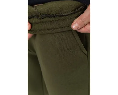 Спорт чоловічі штани на флісі однотонні, колір темно-зелений, 190R236