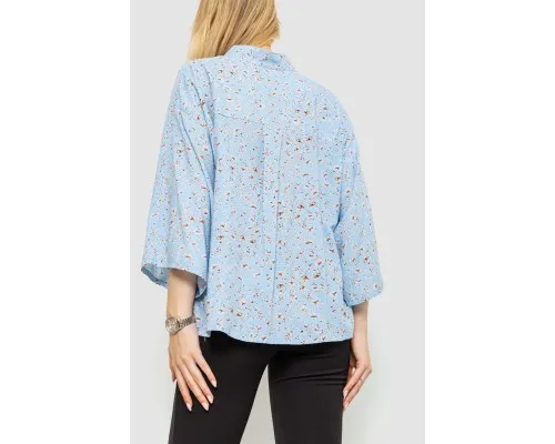 Блуза класична з  принтом, колір блакитний, 102R332-2