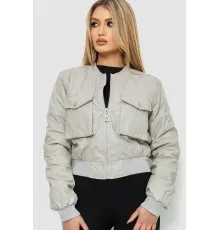 Куртка жіноча з екошкіри коротка, колір сірий, 186R097